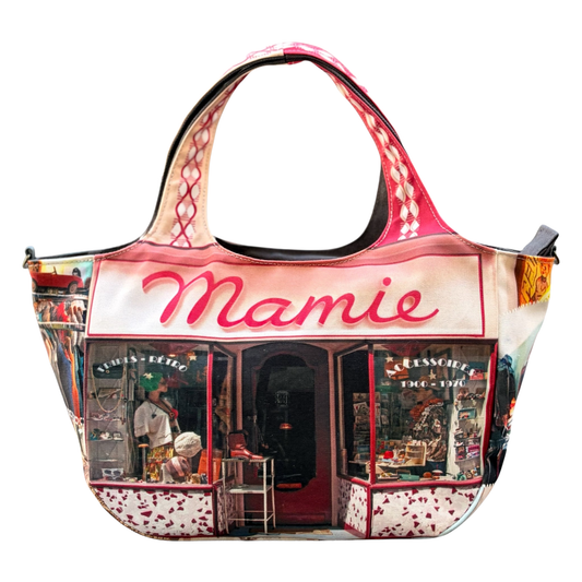 【パリ柄】レトロ2WAYトートバッグ(古着屋)| マロンブイー