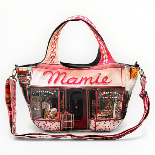 【パリ柄】レトロ2WAYトートバッグ(古着屋)| マロンブイー