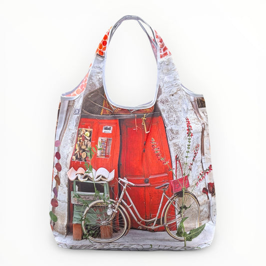 【パリ柄】エコバッグ(レッド)| マロンブイー