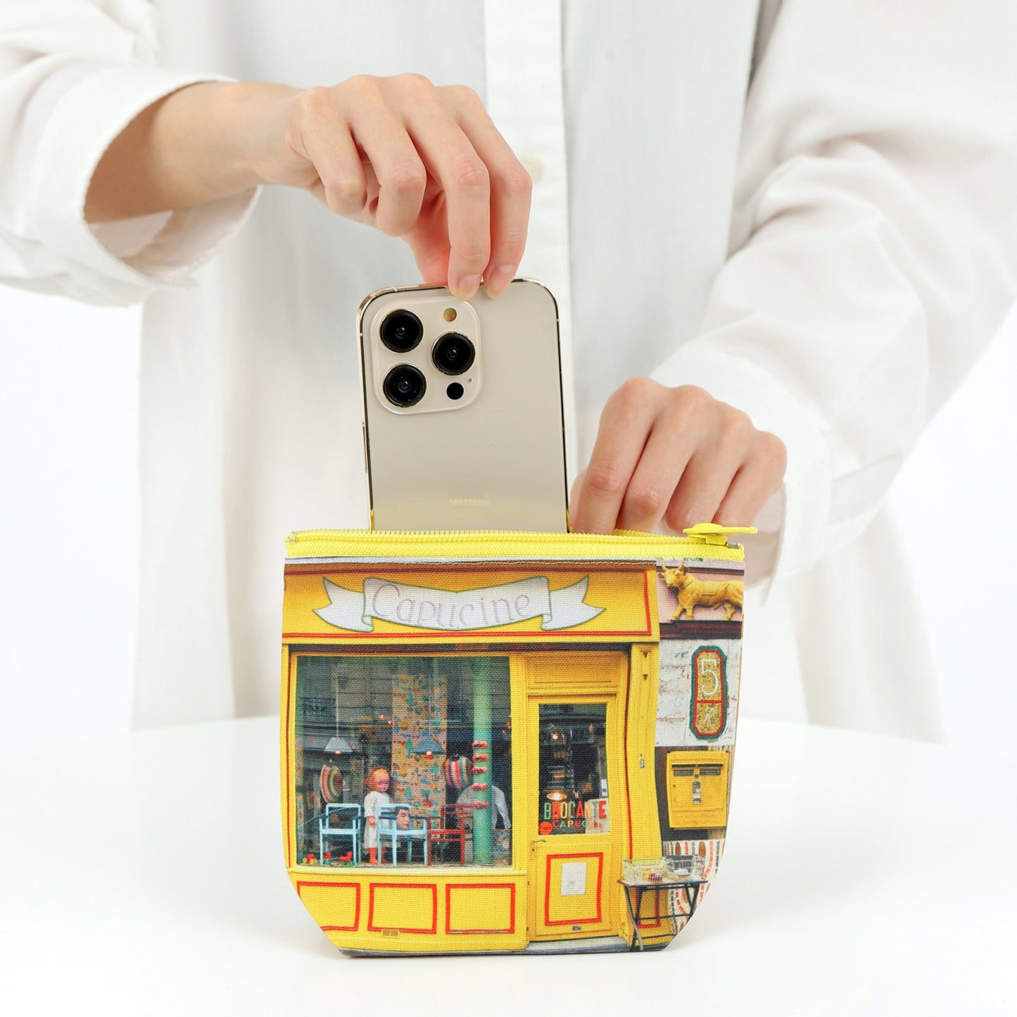 マチ付きポーチ jaune(イエロー)