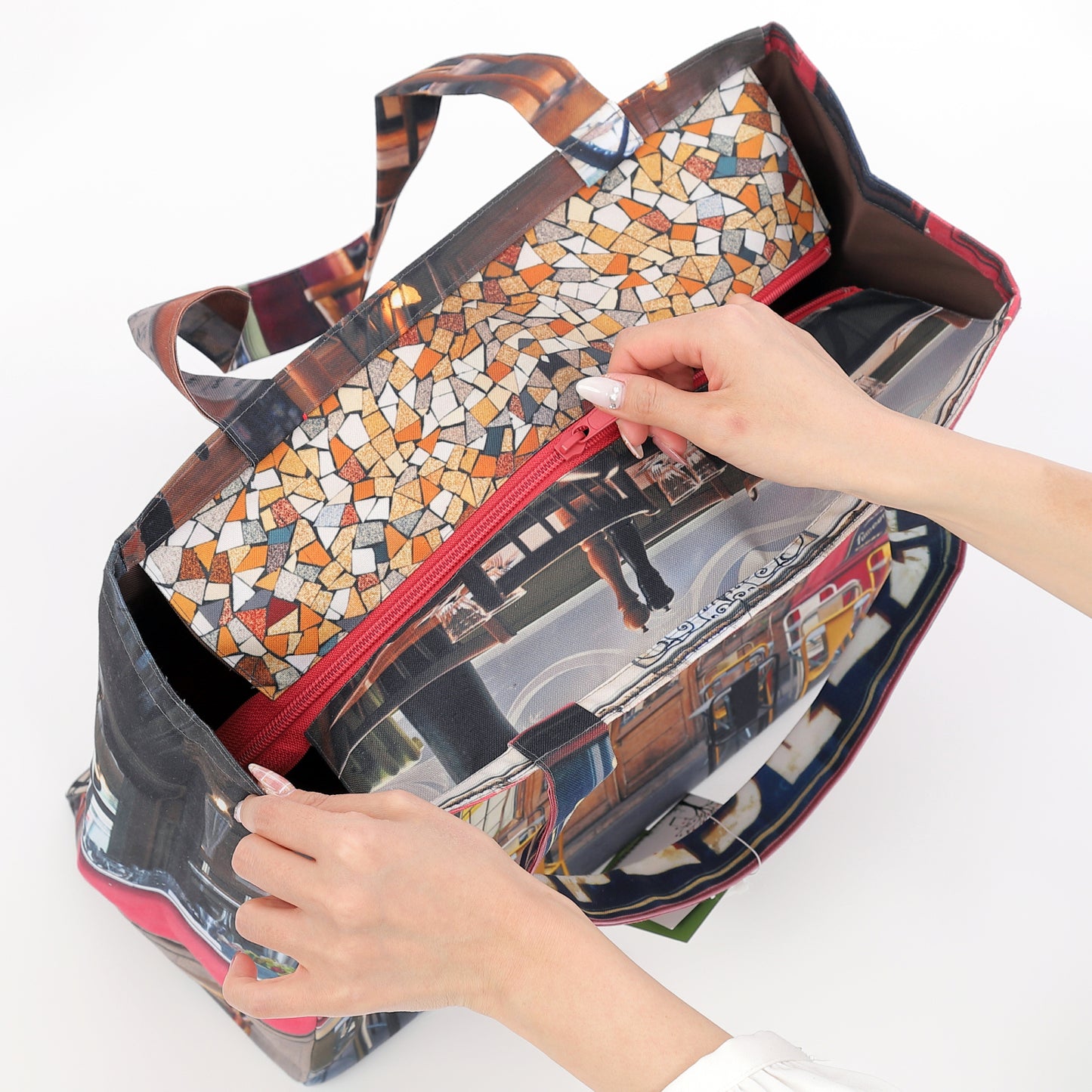 ファスナー付きレトロバッグ(大)(Le pure cafe/カフェ)