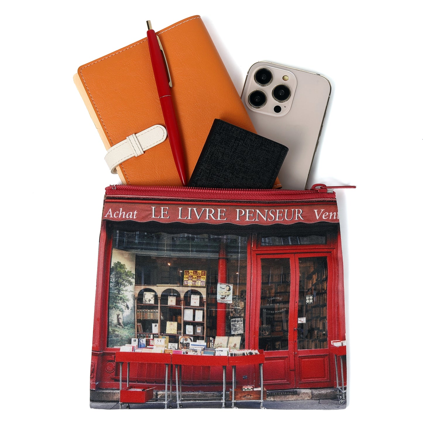 レトロフラットポーチ Le livre penseur(本屋)