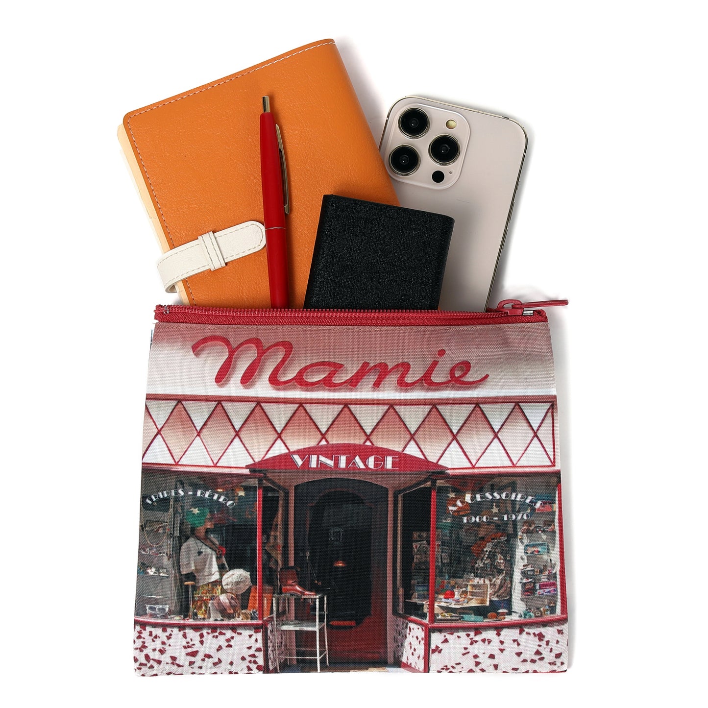 レトロフラットポーチ Mamie(古着屋)