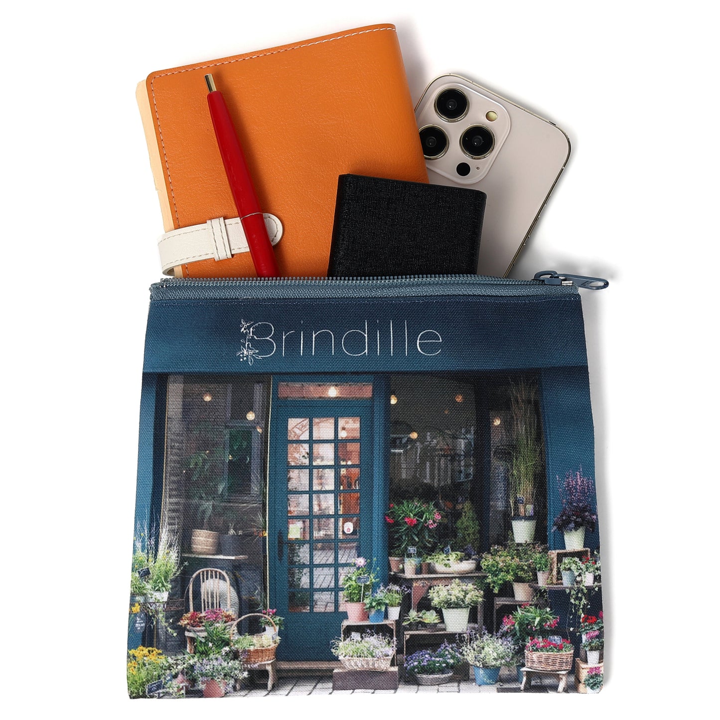 レトロフラットポーチ Brindille(お花屋)