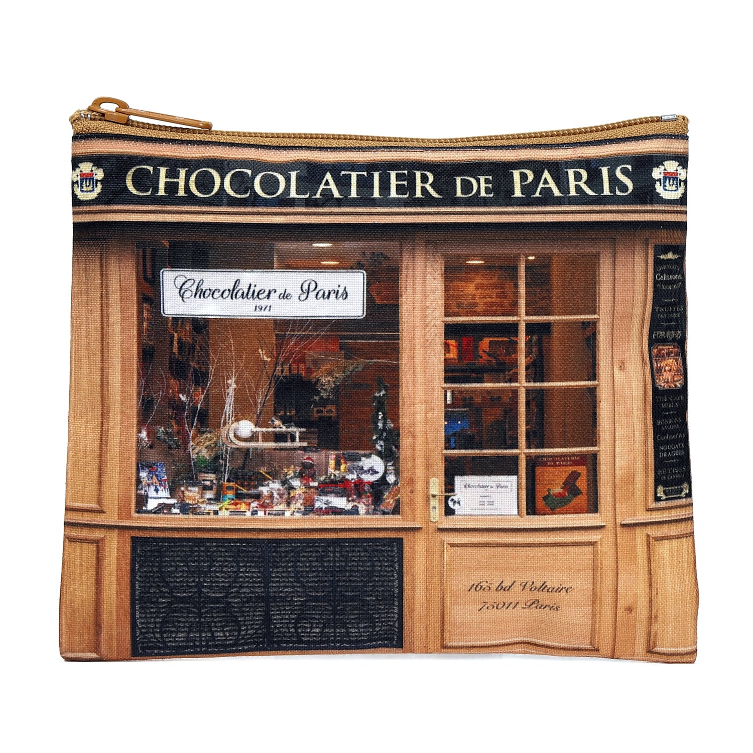 パリ柄】レトロフラットポーチ Chocolatier de paris(チョコレート屋