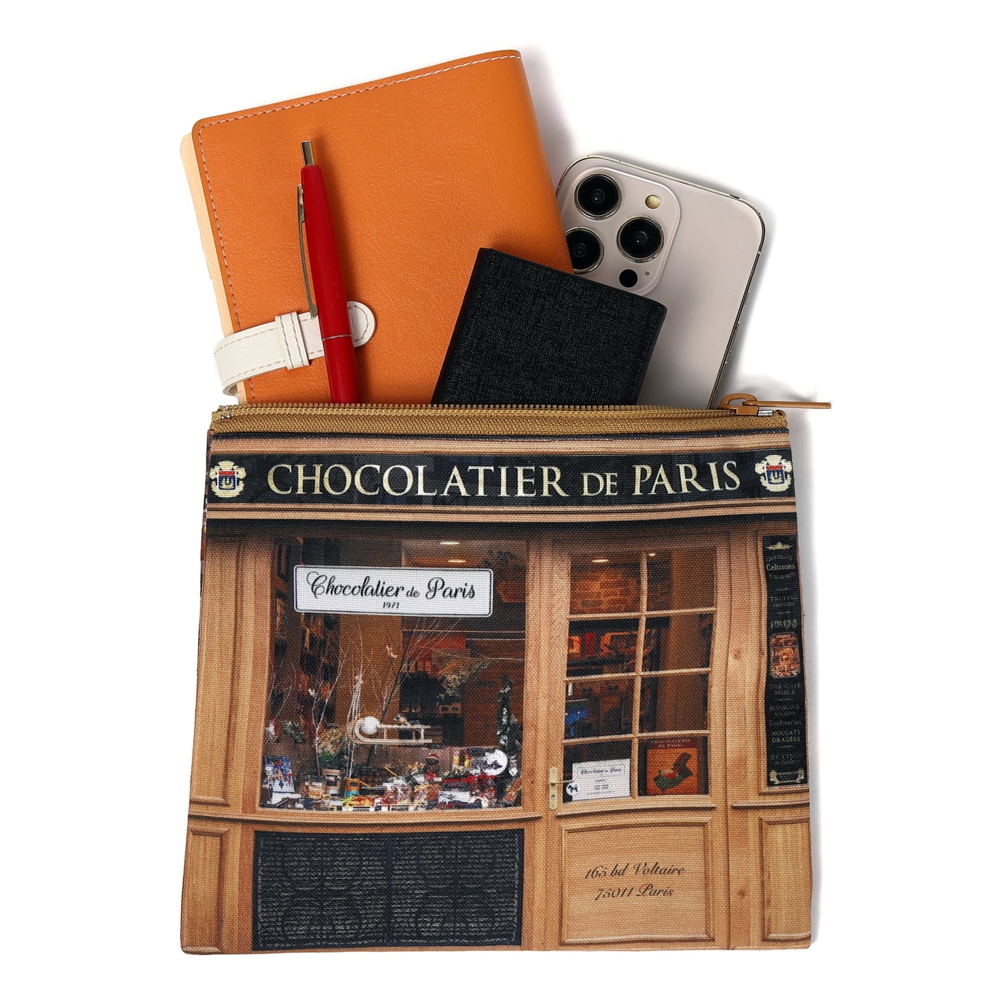 レトロフラットポーチ Chocolatier de paris(チョコレート屋)