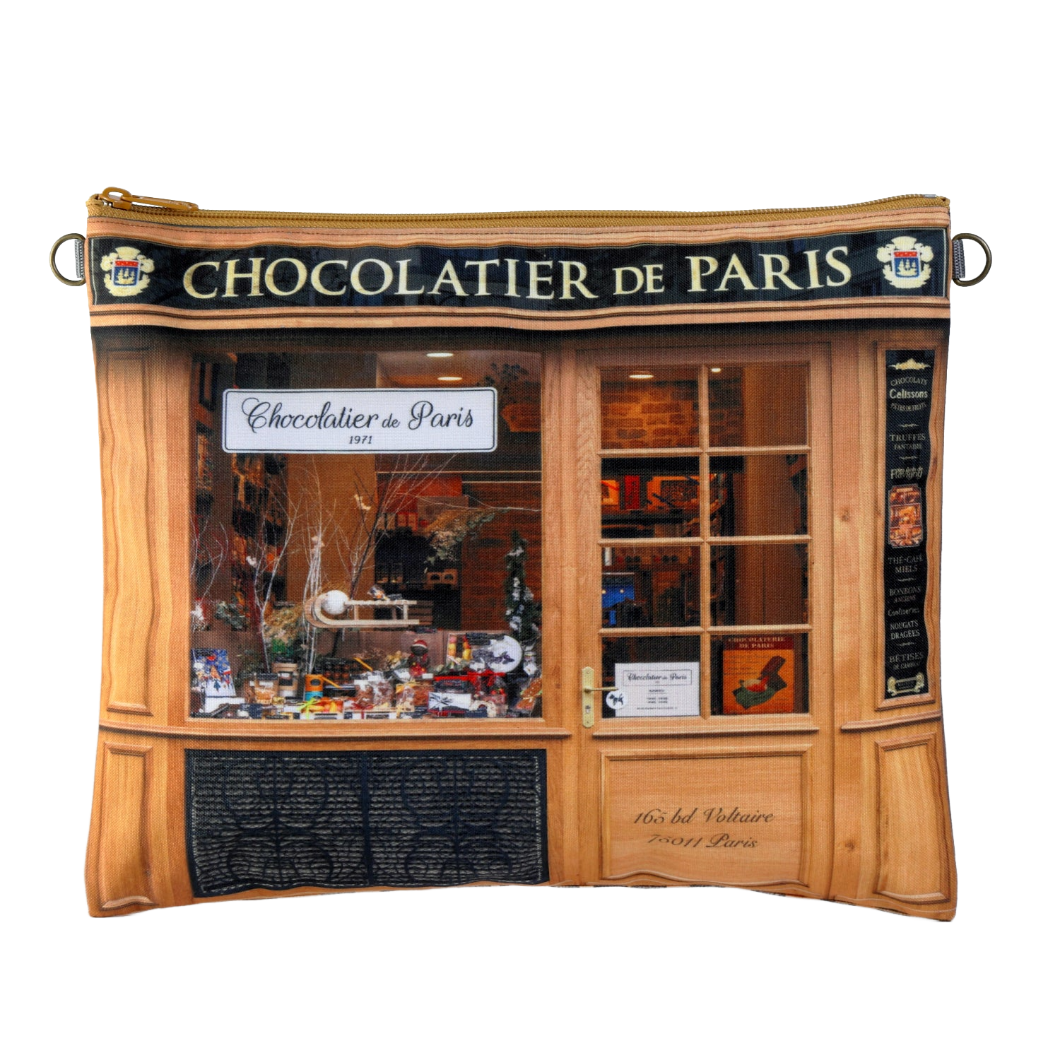 パリ柄】レトロA4ポーチ Chocolatier de paris(チョコレート屋