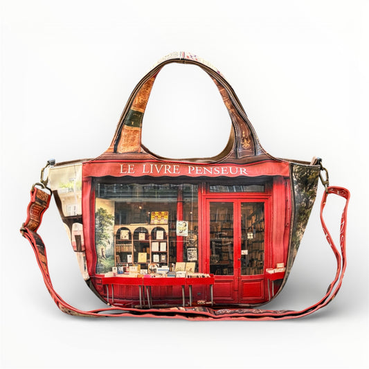 【パリ柄】レトロ２WAYトートバッグ（本屋）| マロンブイー