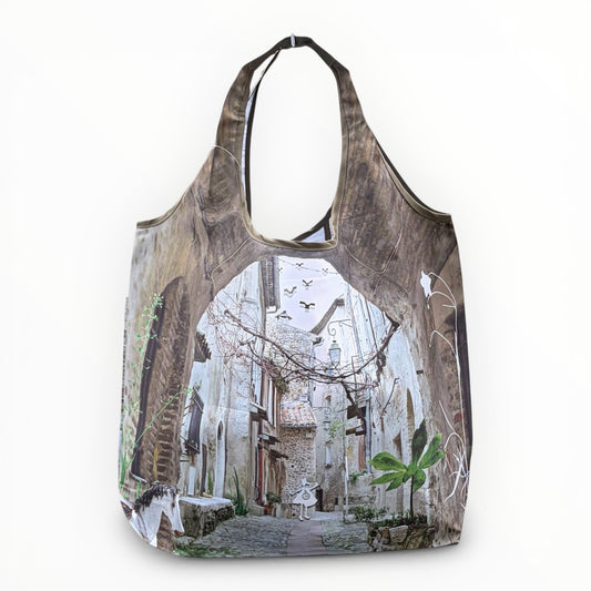 【パリ柄】エコバッグ（ホワイト）| マロンブイー