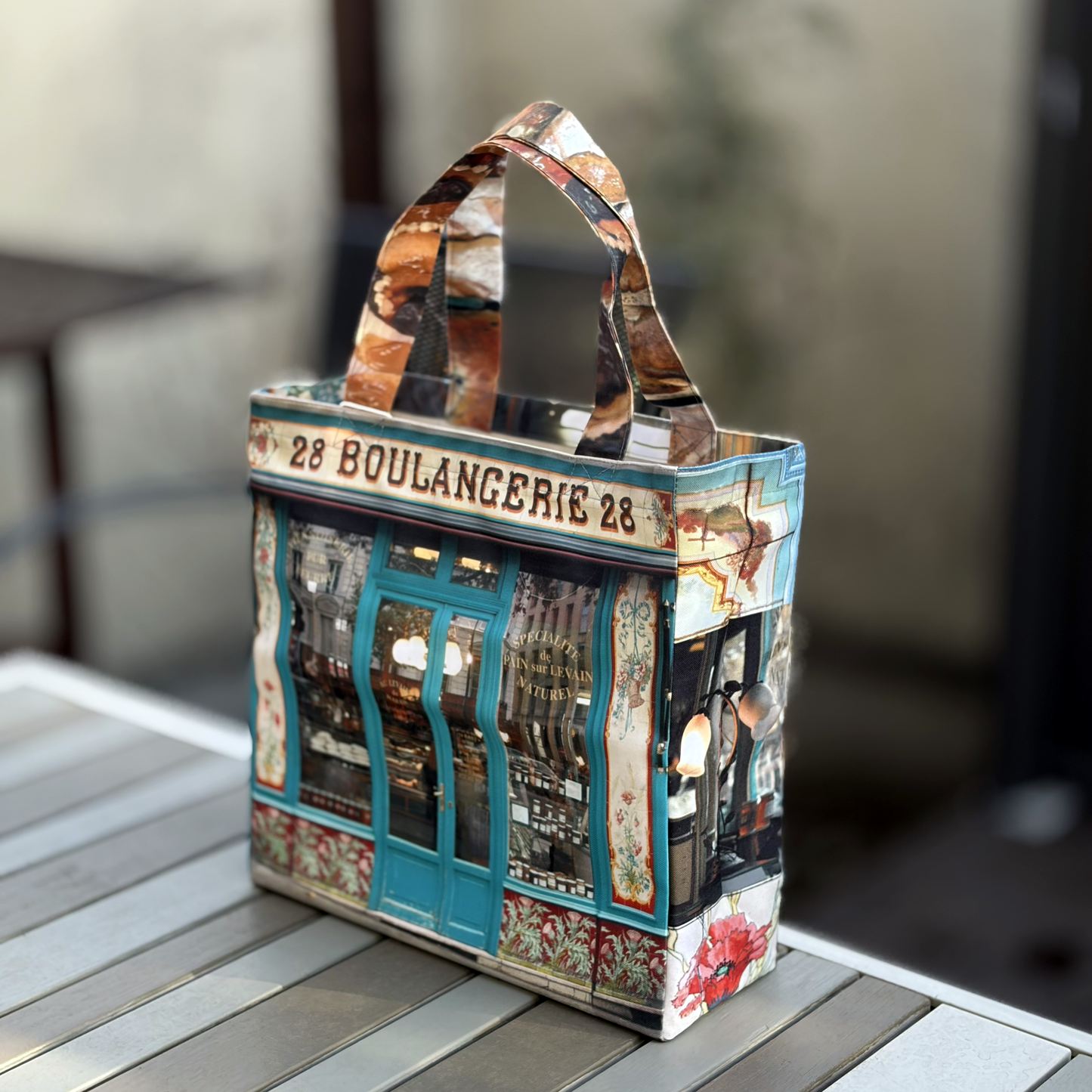 【パリ柄】【特別提供品】パリレトロバッグ（中）（2. パン屋） | マロンブイー