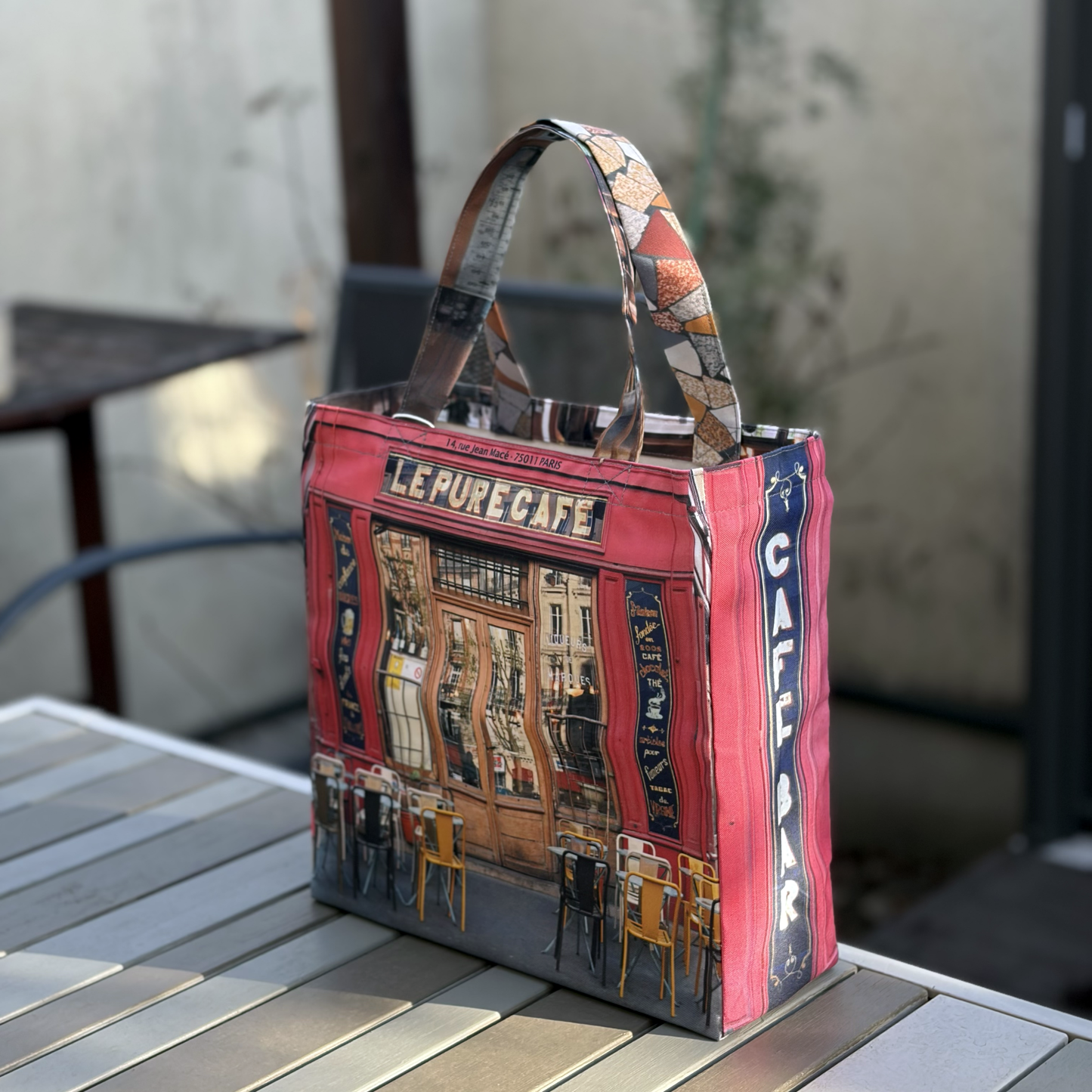 【パリ柄】【特別提供品】パリレトロバッグ（中）（7．カフェ） | マロンブイー