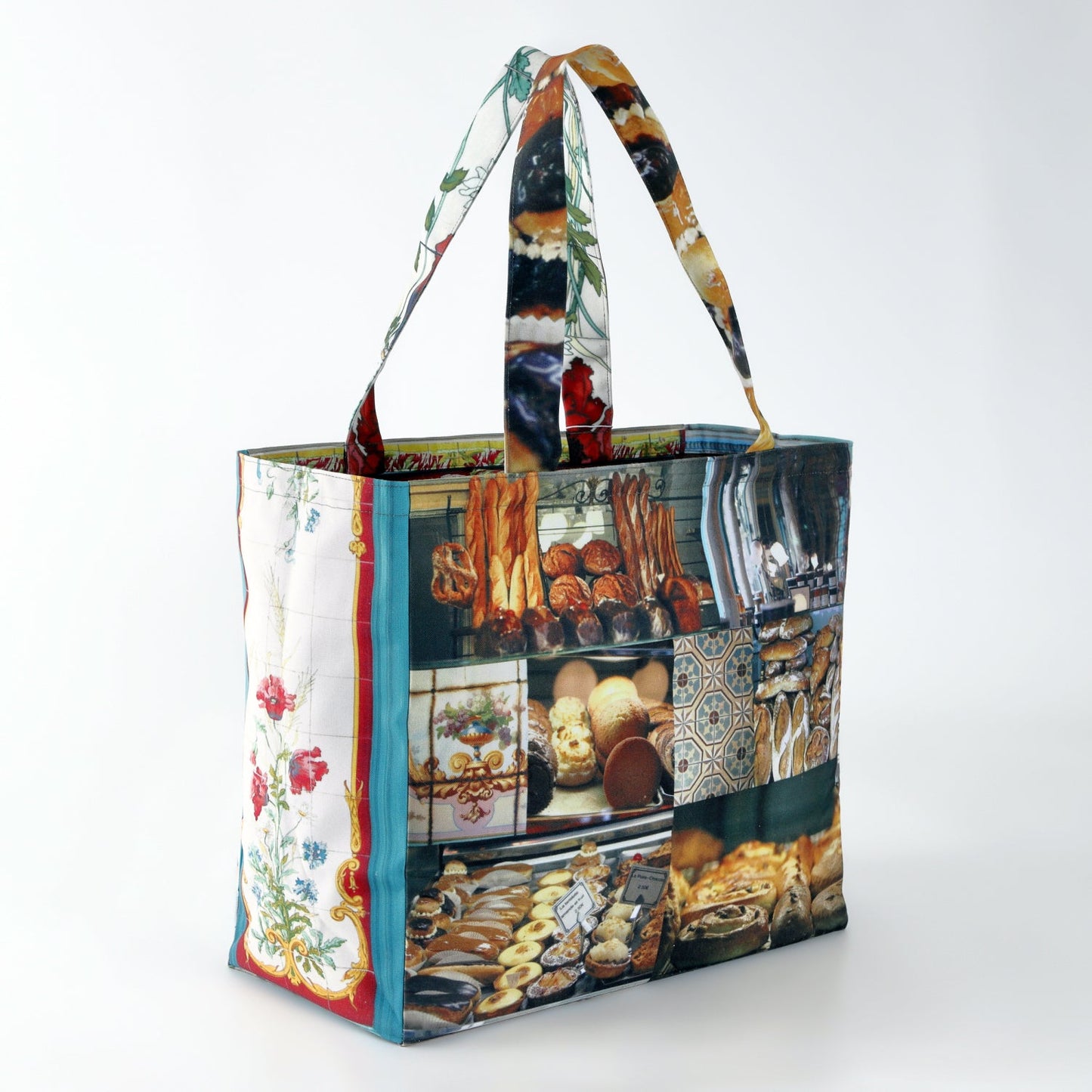 【パリ柄】【タグ無し、又は展示品】ファスナー付きレトロバッグ（大）（Boulangerie28/パン屋） | マロンブイー