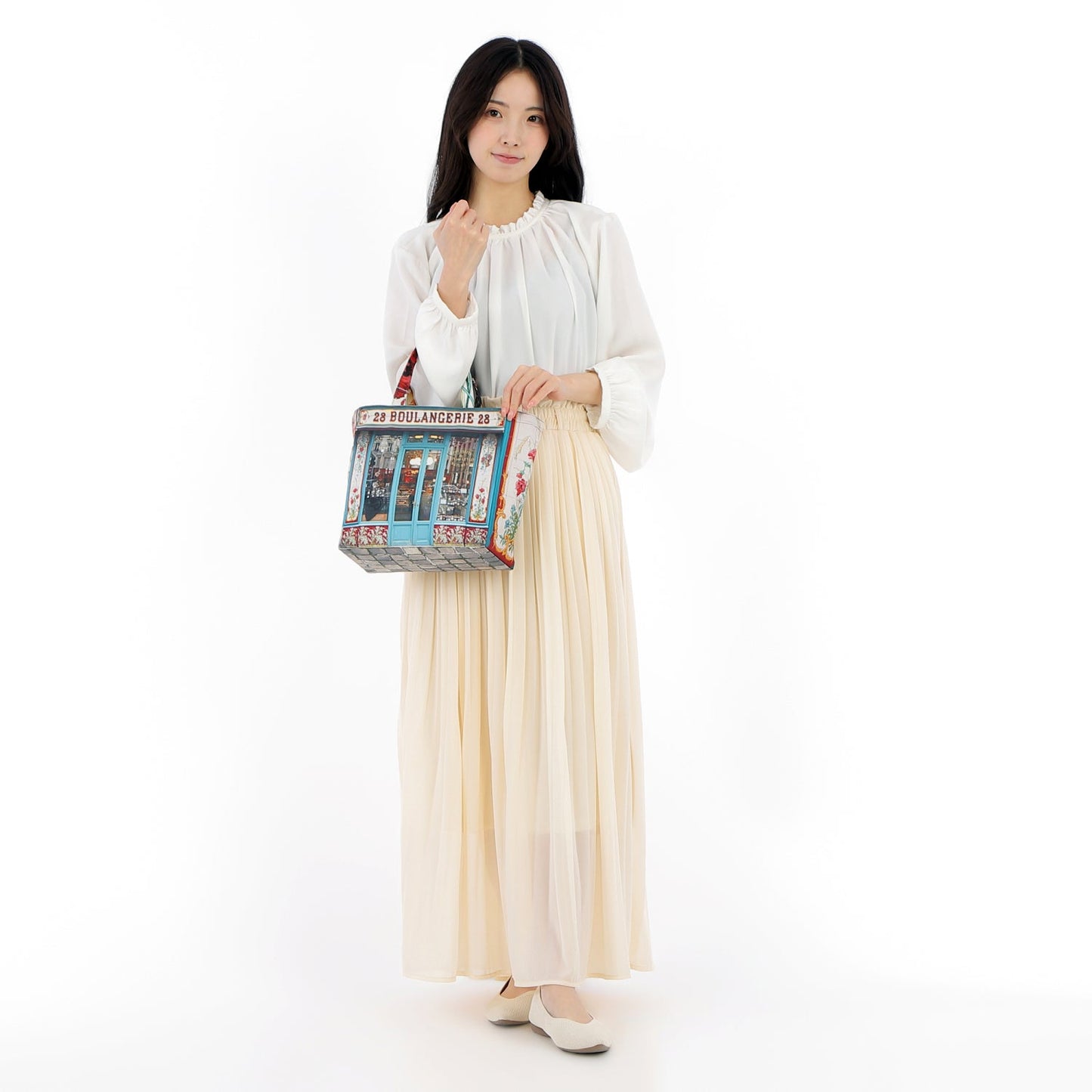 【パリ柄】【タグ無し、又は展示品】ファスナー付きレトロバッグ（小）（Boulangerie28/パン屋） | マロンブイー