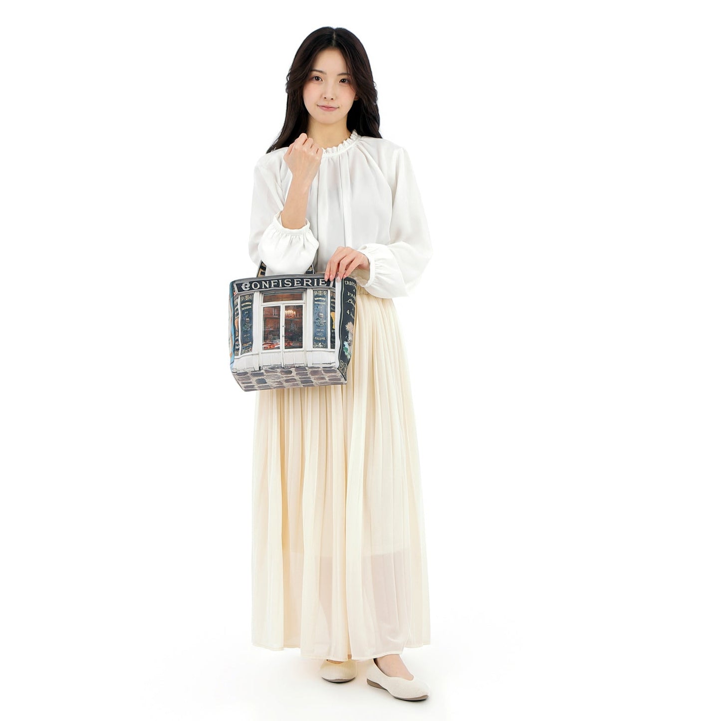 【パリ柄】【タグ無し、又は展示品】ファスナー付きレトロバッグ（小）（Confiserie/パン・お菓子屋） | マロンブイー