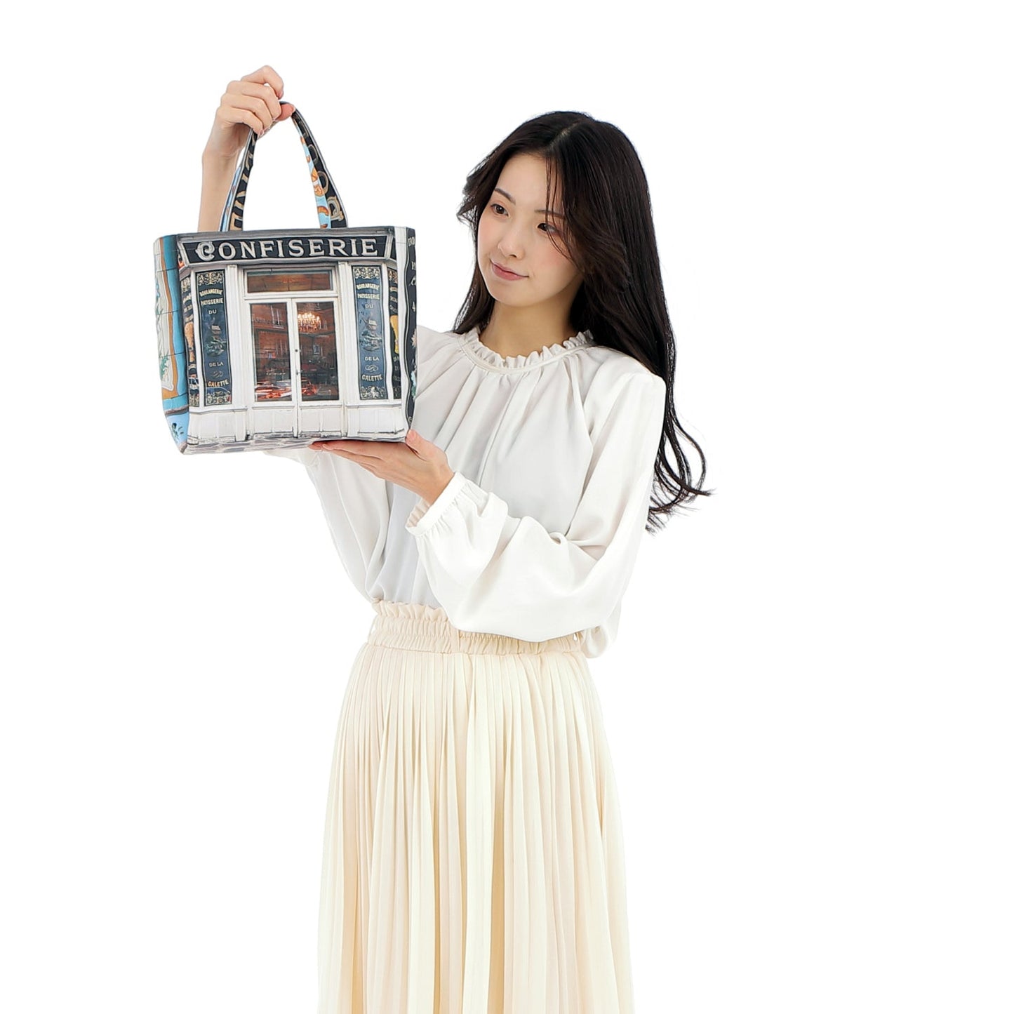 【パリ柄】【タグ無し、又は展示品】ファスナー付きレトロバッグ（小）（Confiserie/パン・お菓子屋） | マロンブイー