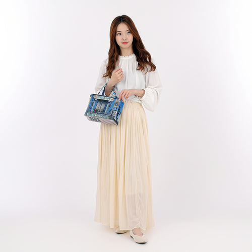 【パリ柄】【タグ無し、又は展示品】パリ・カラーバッグ（小）blue（ブルー） | マロンブイー