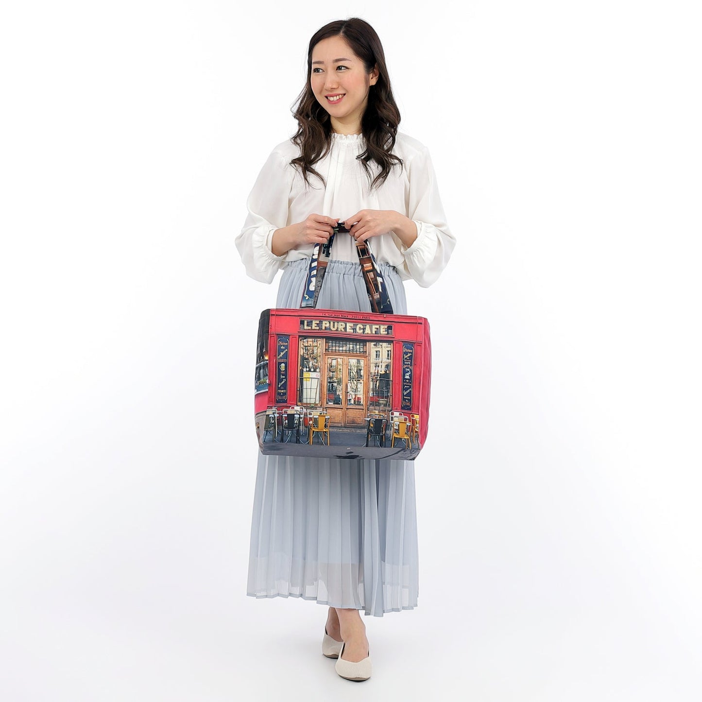 【パリ柄】【タグ無し、又は展示品】ファスナー付きレトロバッグ（大）（Le pure cafe/カフェ） | マロンブイー
