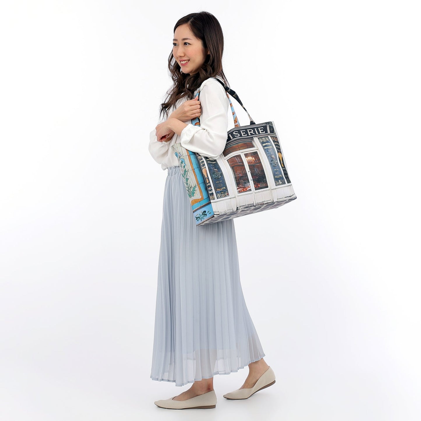 【パリ柄】【タグ無し、又は展示品】ファスナー付きレトロバッグ（大）（Confiserie/パン・お菓子屋） | マロンブイー