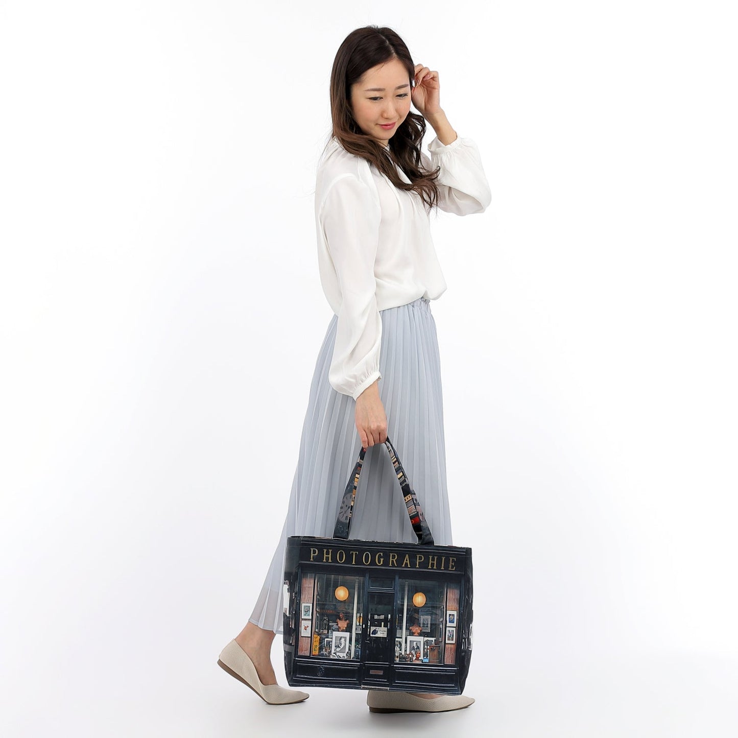 【パリ柄】【タグ無し、又は展示品】ファスナー付きレトロバッグ（大）（Photographie/写真屋） | マロンブイー
