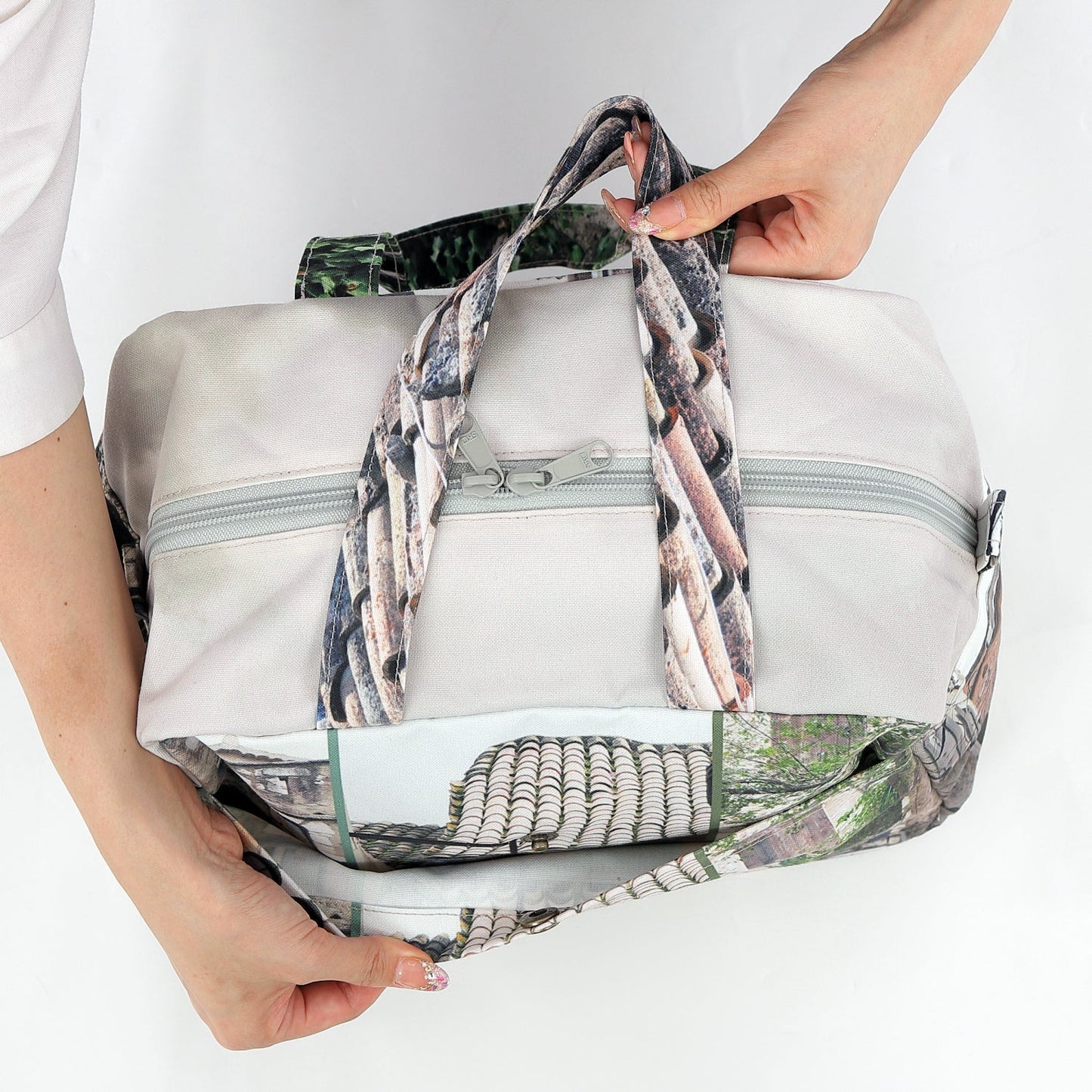 【パリ柄】【タグ無し、又は展示品】ボストンバッグ Vert(グリーン) | マロンブイー