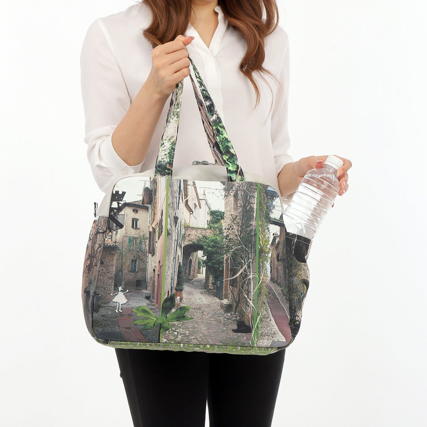 【パリ柄】【タグ無し、又は展示品】ボストンバッグ Vert(グリーン) | マロンブイー