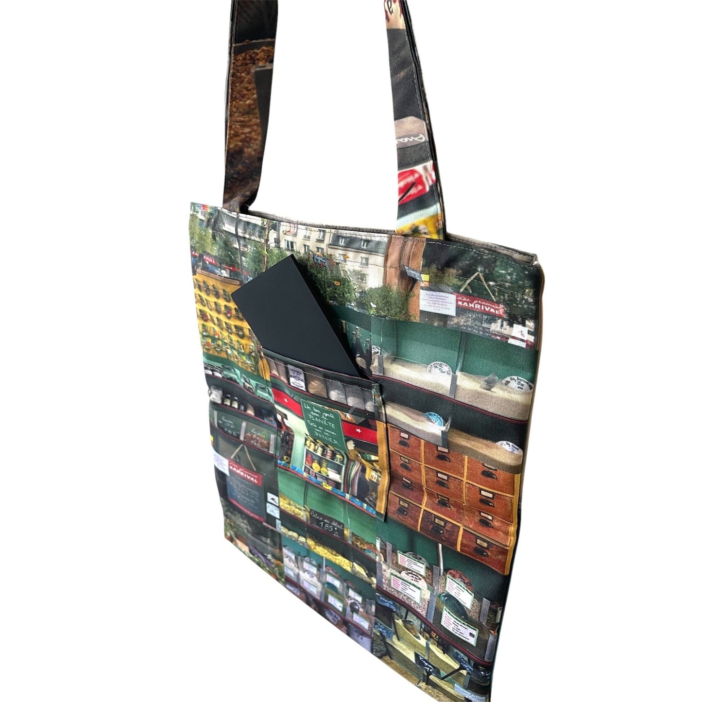【パリ柄】【特別提供品】マチ無しトートバッグ 乾物屋 | マロンブイー