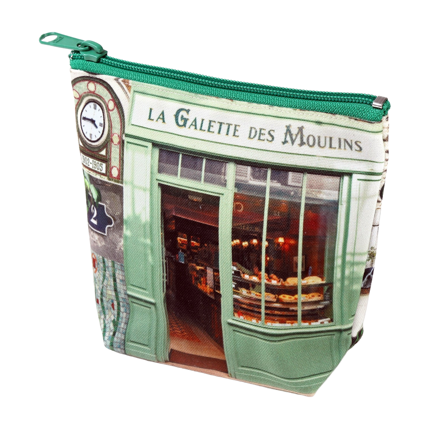 【パリ柄】マチ付きポーチ vert（グリーン） | マロンブイー