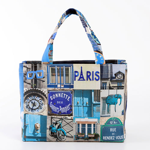 【パリ柄】【タグ無し、又は展示品】パリ・カラーバッグ（小）blue（ブルー） | マロンブイー