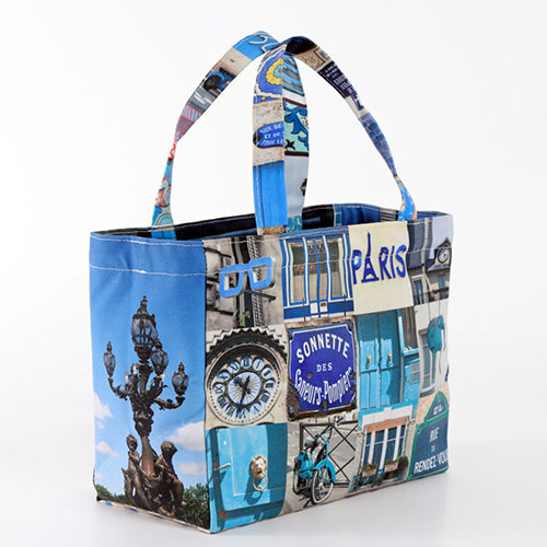 【パリ柄】【タグ無し、又は展示品】パリ・カラーバッグ（小）blue（ブルー） | マロンブイー